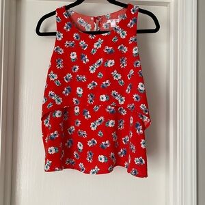 Xhilaration Red Floral Sleeveless Overlay Tank